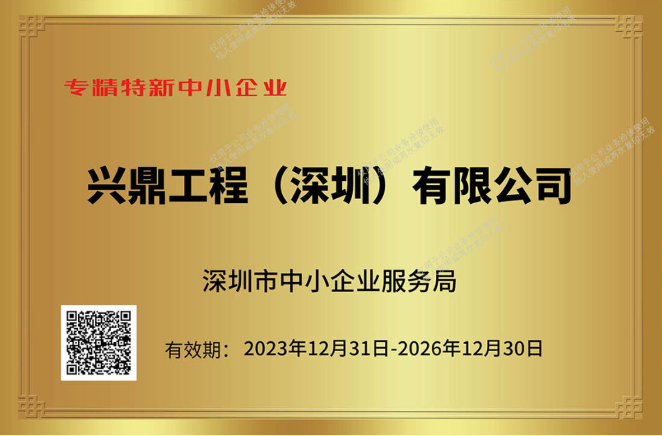 深圳市專精特新中小企業(yè)榮譽稱號